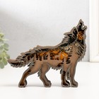 Сувенир дерево свет "Воющий волк" 16х14 см - фото 24568222