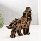 Сувенир дерево свет "Воющий волк" 16х14 см - фото 24568224