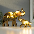 Сувенир дерево свет "Африканский слон со слонёнком" набор 2 шт 16х19 см - фото 319838810