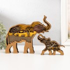 Сувенир дерево свет "Африканский слон со слонёнком" набор 2 шт 16х19 см - фото 22570212