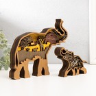 Сувенир дерево свет "Африканский слон со слонёнком" набор 2 шт 16х19 см - фото 22570213