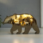 Сувенир дерево свет "Бурый медведь" 18х10 см - фото 3407274