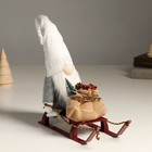 Кукла интерьерная свет "Гном в блестящем колпаке с мешком подарков на санках" 10х26х41 см - Фото 7