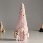 Кукла интерьерная "Бабуся в меховом розовом колпаке со звёздами и санками" 32 см - фото 319933263