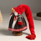 Кукла интерьерная "Бабусечка в длинном красном колпаке и сером платье" 25 см - Фото 4