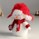 Кукла интерьерная "Снеговик в красной шапке ушанке-колпаке" 19 см - Фото 4
