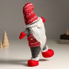 Кукла интерьерная "Дед Мороз в вязанном колпаке с узорами - акробат" 7х24х38 см - Фото 2