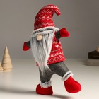 Кукла интерьерная "Дед Мороз в вязанном колпаке с узорами - акробат" 7х24х38 см - Фото 4