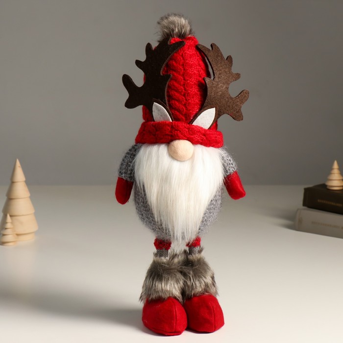 Кукла интерьерная "Дед Мороз в шапке с рожками оленя" 38 см - Фото 1