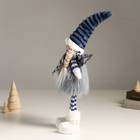 Интерьерная кукла текстильная «Ангелочек в серо-синем наряде, серебристые крылья», 44 см - Фото 4