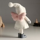 Кукла интерьерная "Ангелочек Еся в белом вязаном платье, с капюшоном-колпаком" 34 см - Фото 3