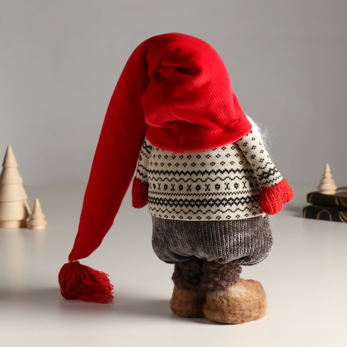 Кукла интерьерная "Дедушка Мороз в длинном колпаке с кисточкой" 24,5 см - фото 1907802804