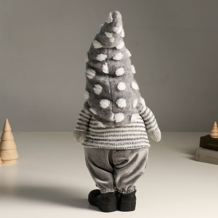 Кукла интерьерная "Дед Мороз в сером колпаке в белый горошек" 51 см - фото 1907802818