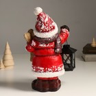 Подсвечник на 1 свечу «Снеговик в красной шубке, с фонарём и лыжами», керамика, 21.5×12×31 см - Фото 3