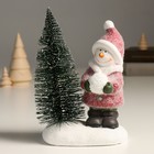 Сувенир керамика свет "Снеговик со снежком у ёлочки" 12х9х26 см - фото 9792438