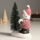 Сувенир керамика свет "Снеговик со снежком у ёлочки" 12х9х26 см - фото 9792441