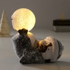 Сувенир керамика свет "Пингвин в новогоднем колпаке, с большим снежком" 12,6х8,3х8,6 см - Фото 1