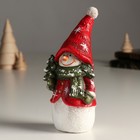 Сувенир полистоун "Снеговик в красном с зелёным шарфом, держит ёлку" 9,3х8,2х18,7 см - Фото 5