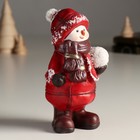Сувенир керамика "Снеговик в красном наряде со снежком" 9,5х8,5х17,,2 см - фото 22674485