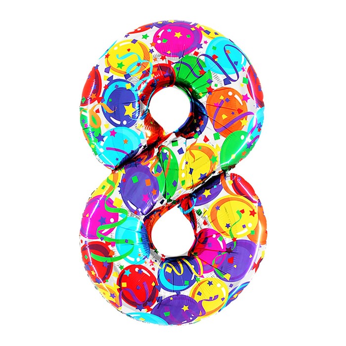 Шар фольгированный 40 «Цифра 8», яркие шары