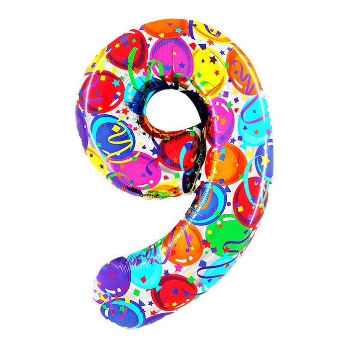 Шар фольгированный 40 «Цифра 9», яркие шары