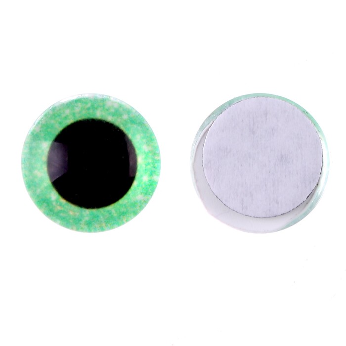 Глаза на клеевой основе, набор 10 шт., размер 1 шт. — 12 мм, цвет зелёный с блёстками