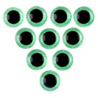 Глаза на клеевой основе, набор 10 шт., размер 1 шт. — 12 мм, цвет зелёный с блёстками - фото 7363186