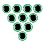 Глаза на клеевой основе, набор 10 шт., размер 1 шт. — 14 мм, цвет зелёный с блёстками - фото 4092537