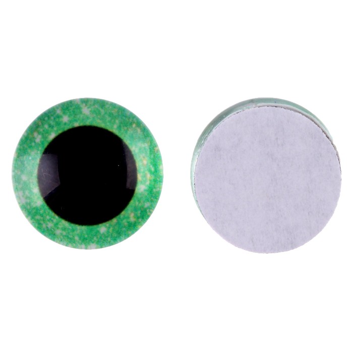Глаза на клеевой основе, набор 10 шт., размер 1 шт. — 16 мм, цвет зелёный с блёстками