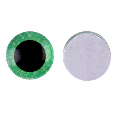 Глаза на клеевой основе, набор 10 шт., размер 1 шт. — 18 мм, цвет зелёный с блёстками