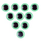 Глаза на клеевой основе, набор 10 шт., размер 1 шт. — 20 мм, цвет зелёный с блёстками - фото 4092549