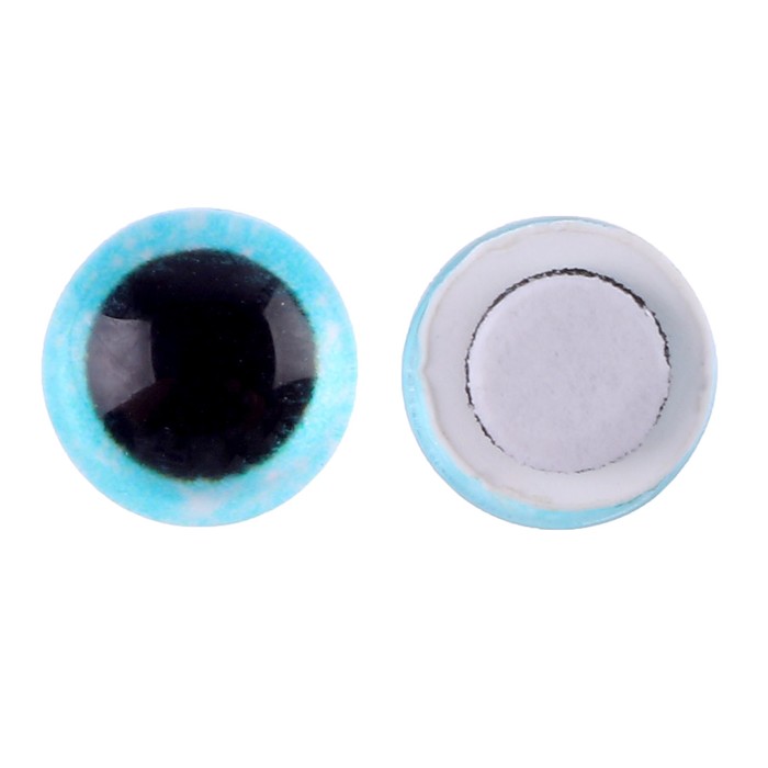 Глаза на клеевой основе, набор 10 шт., размер 1 шт. — 8 мм, цвет голубой с блёстками