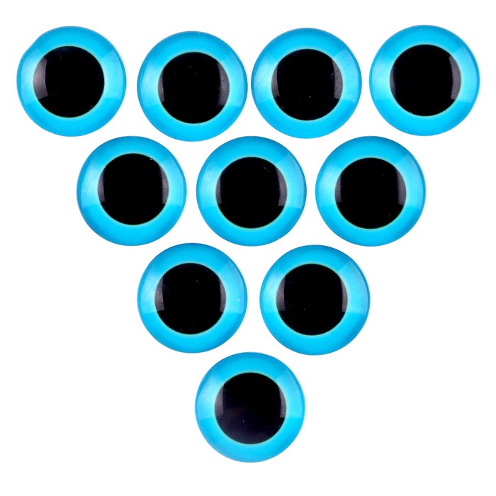 Глаза на клеевой основе, набор 10 шт., размер 1 шт. — 14 мм, цвет голубой