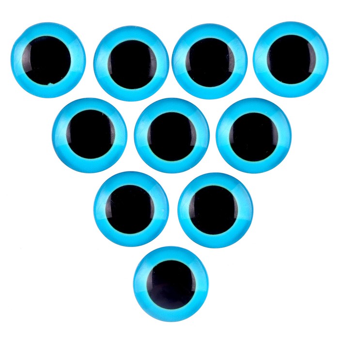 Глаза на клеевой основе, набор 10 шт., размер 1 шт. — 18 мм, цвет голубой