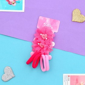 Набор для волос "Очаровашка" (4 резинки, 2 зажима 4 см) сердечко шик, розовый
