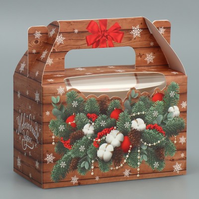 Коробочка для кексов «Новогодних чудес», 16 × 10 × 8 см