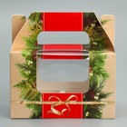Коробочка для кексов «Хвоя и шишки», 16 х 10 х 8 см, Новый год - Фото 3