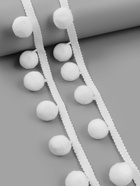 Тесьма декоративная с помпонами, 35±5 мм, 9.1±0.5 м, белая - Фото 1