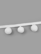 Тесьма декоративная с помпонами, 35±5 мм, 9.1±0.5 м, белая - Фото 2