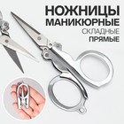 Ножницы маникюрные, складные, прямые, 10,5 см, цвет серебристый - фото 319839059