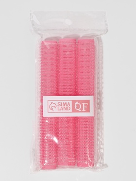 Бигуди «Липучка», d=1.9 см, 6.2 см, 6 шт., цвет розовый (комплект 3 шт)