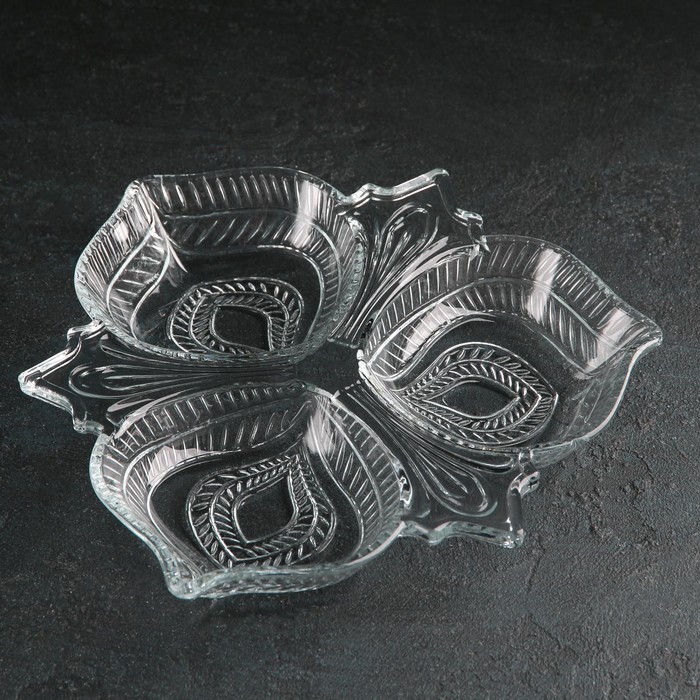 УЦЕНКА Менажница фигурная «Листья», 3 секции, 25,5×3,5 см - Фото 1