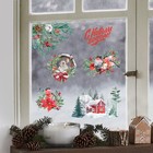 Виниловые наклейки на окна «Новогодняя деревушка», многоразовые, 70 × 25 см - Фото 3