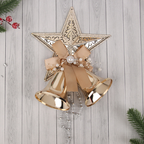 Украшение новогоднее "Уютная сказка" колокольчики звезда бант бусина, 16х24 см, золото
