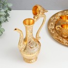 Набор посуды сувенирной: винный кувшин, 6 бокалов и поднос «Стамбул. Медальон и узоры», золото - Фото 5