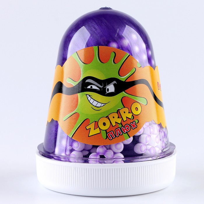 Слайм «Плюх» ZORRO, перламутровый с шариками, капсула 130 г, фиолетовый
