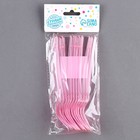 Вилки пластиковые, в наборе 12 шт., цвет розовый - Фото 4