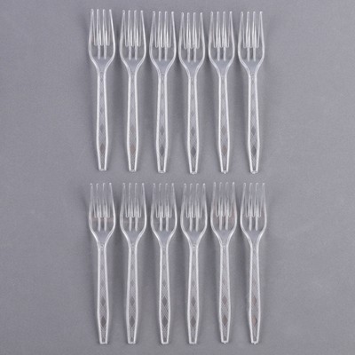 Вилки пластиковые, в наборе 12 шт., цвет прозрачный