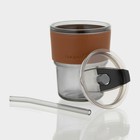 Стакан «Вида», 350 мл, с крышкой и трубочкой, стекло, МИКС - Фото 2