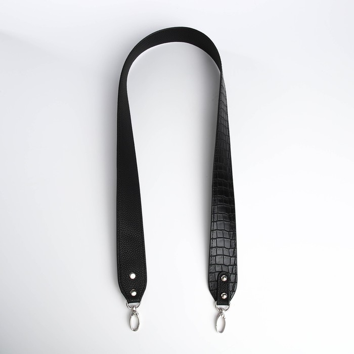 Ремень для сумки В-9, никель TEXTURA, 100, черный крокодил/черный